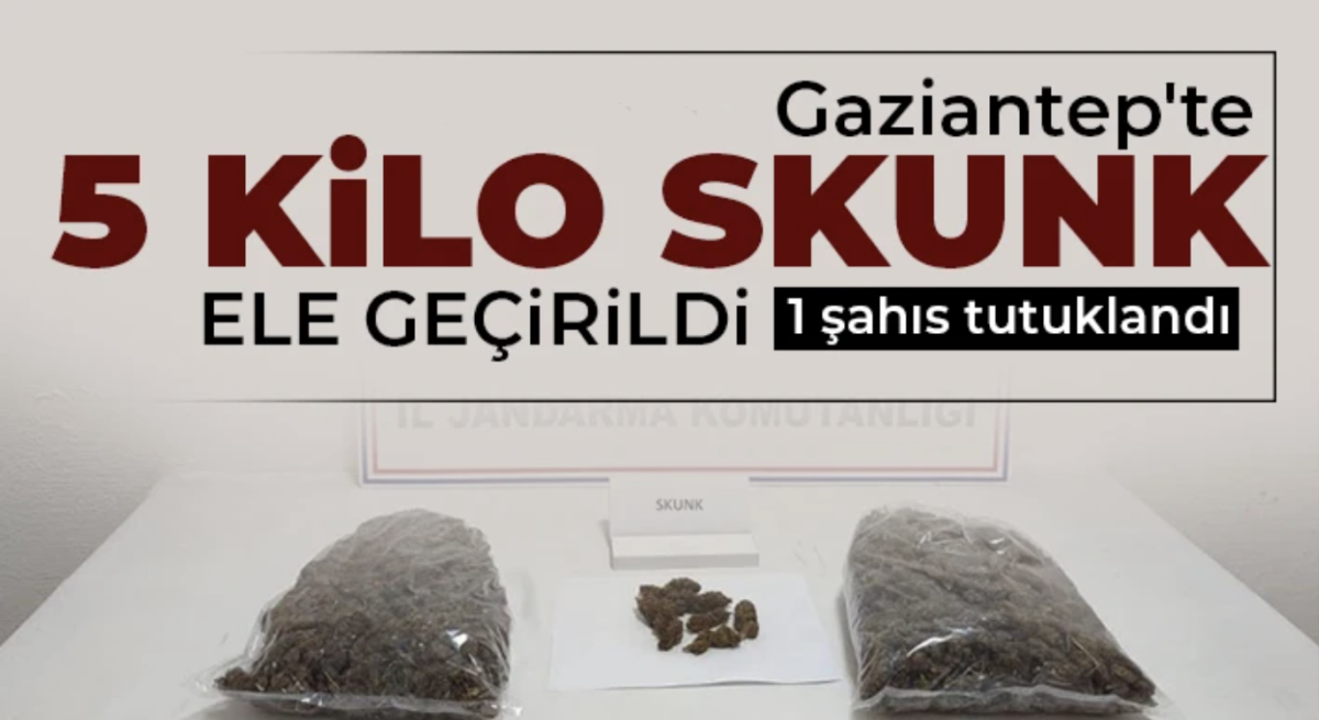 Gaziantep'te 5 kilo skunk ele geçirildi: 1 şahıs tutuklandı