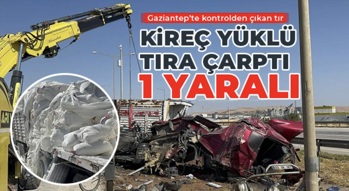 Kontrolden çıkan tır, kireç yüklü tıra çarptı: 1 yaralı