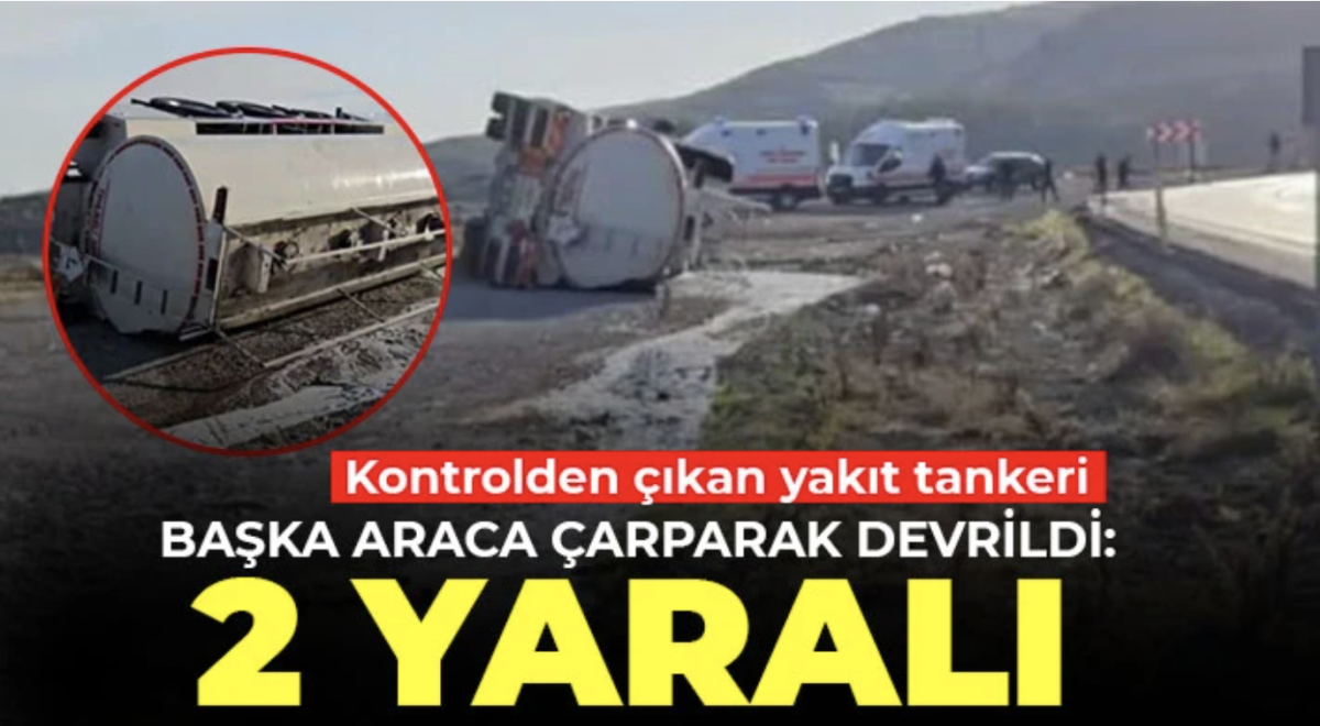 Yan yatan tankerdeki yakıt yola aktı